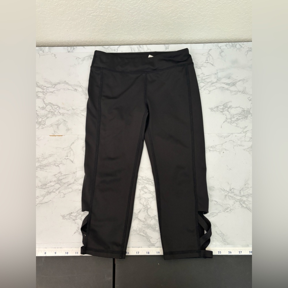 Ideology Active Pants Women M Stretch Cute Leggings Black Pull Up Cropped - Picture 1 of 4
